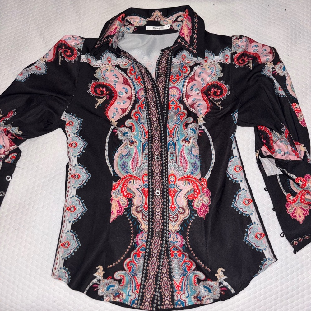 Colorful Paisley Button-Up Shirt